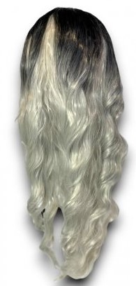 Visokokakovostna ženska lasulja - črno-siva 70 cm